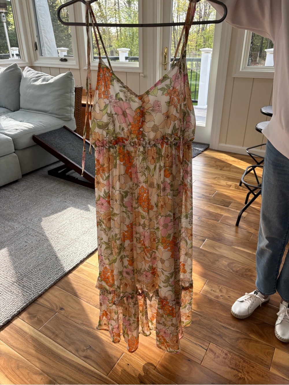 Target Floral Maxi Dress in White, Pink & Orange